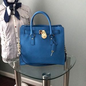 MICHAEL KORS  Hamilton blue large Satchel Hand bag